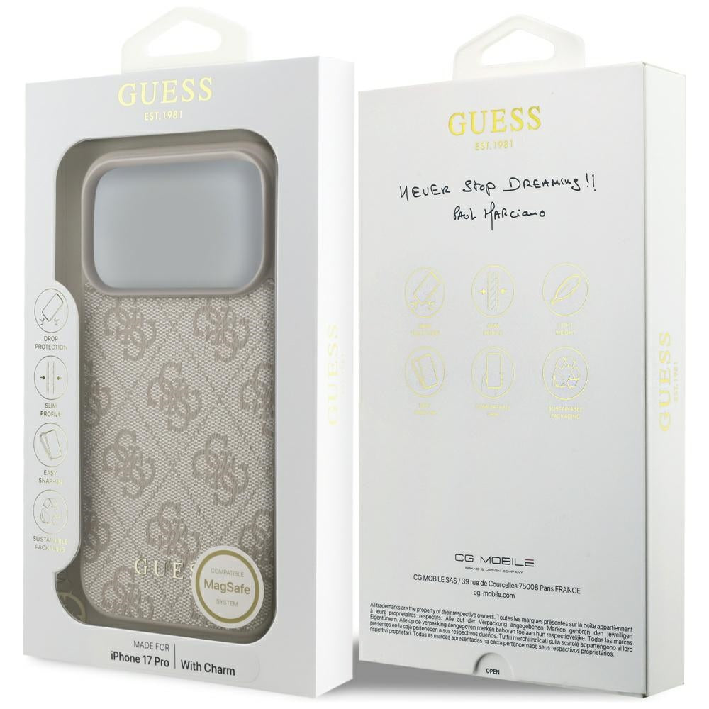 Etui MagSafe dla Apple iPhone 17 Pro, Guess, 4G Charm Cradle, Różowy