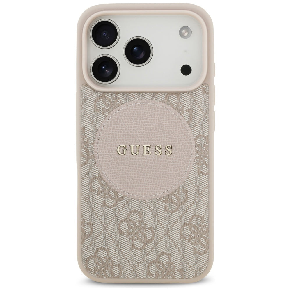 Etui MagSafe dla Apple iPhone 17 Pro, Guess, 4G Circle Classic Logo, Różowy