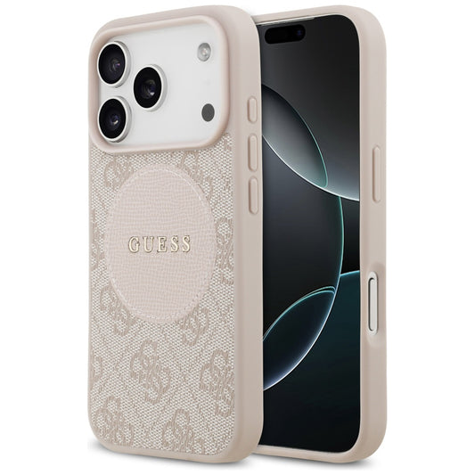 Etui MagSafe dla Apple iPhone 17 Pro, Guess, 4G Circle Classic Logo, Różowy