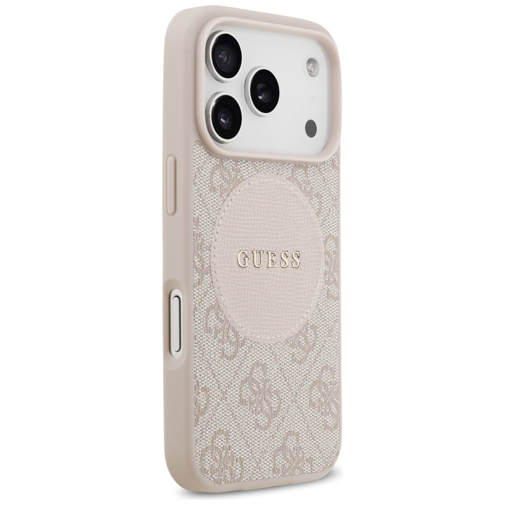 Etui MagSafe dla Apple iPhone 17 Pro, Guess, 4G Circle Classic Logo, Różowy