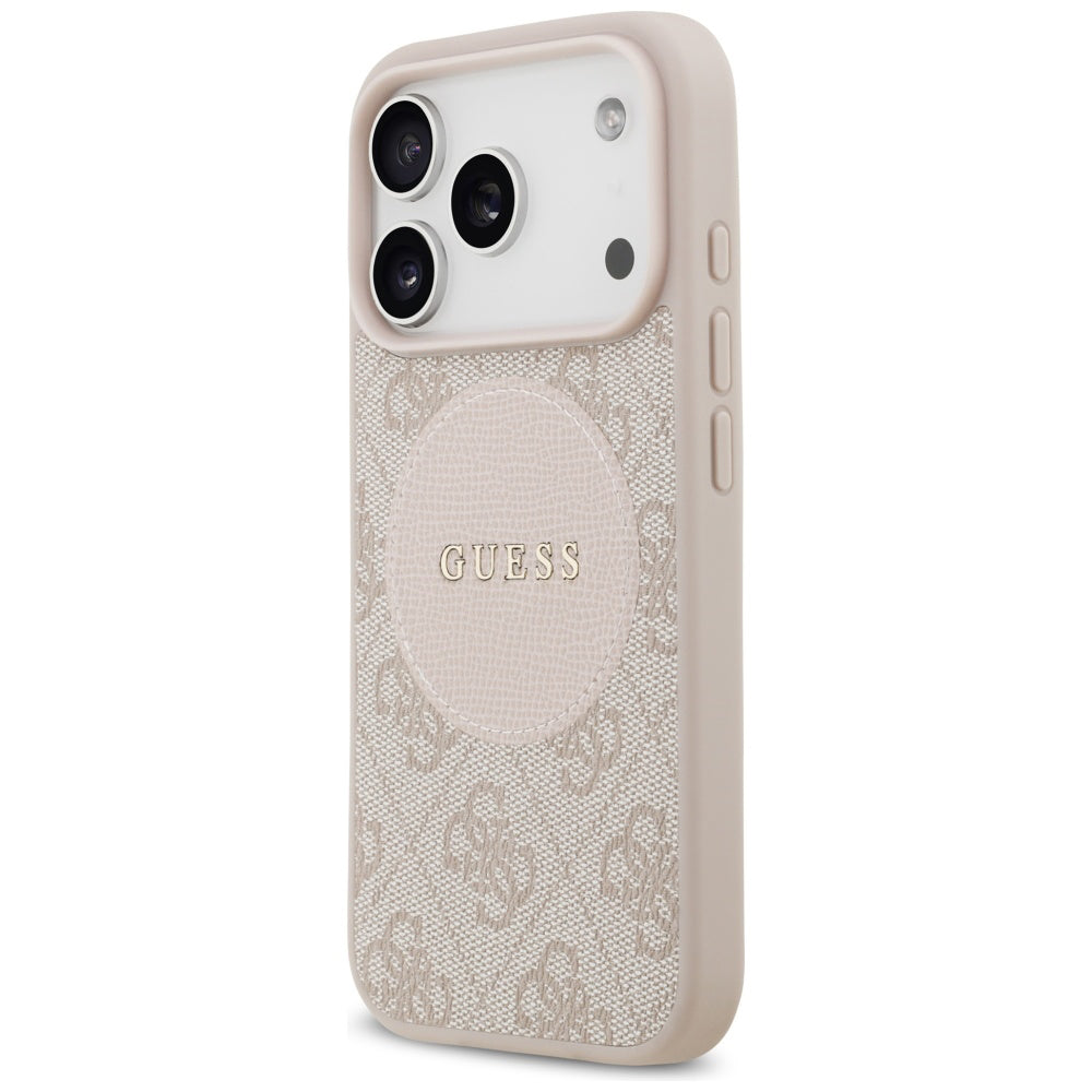 Etui MagSafe dla Apple iPhone 17 Pro, Guess, 4G Circle Classic Logo, Różowy
