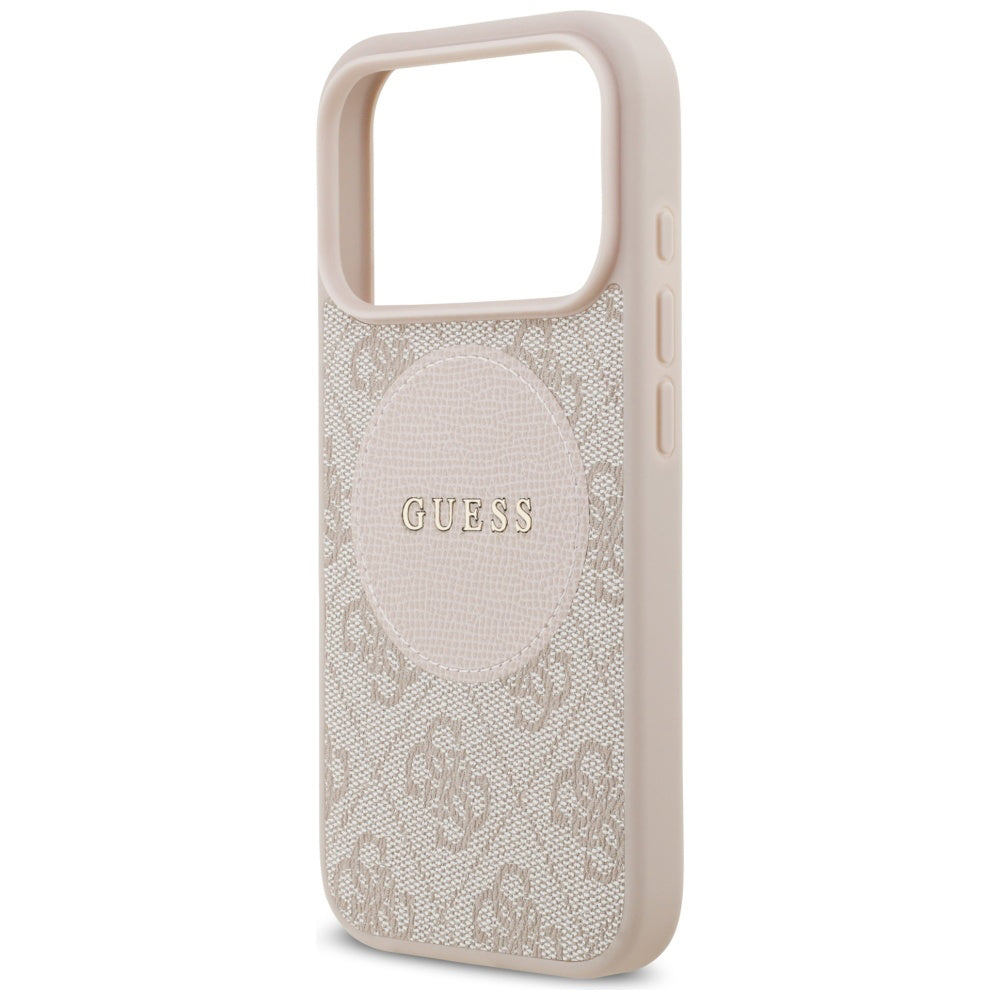 Etui MagSafe dla Apple iPhone 17 Pro, Guess, 4G Circle Classic Logo, Różowy