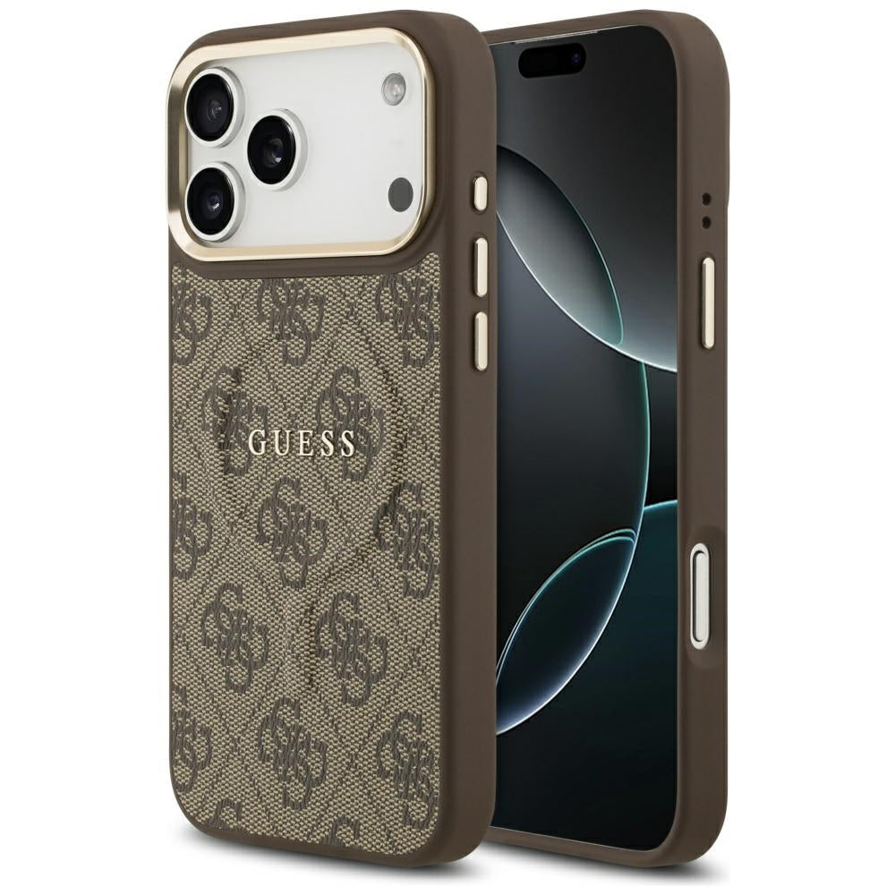 Etui MagSafe dla Apple iPhone 17 Pro, Guess, 4G Classic, Brązowy