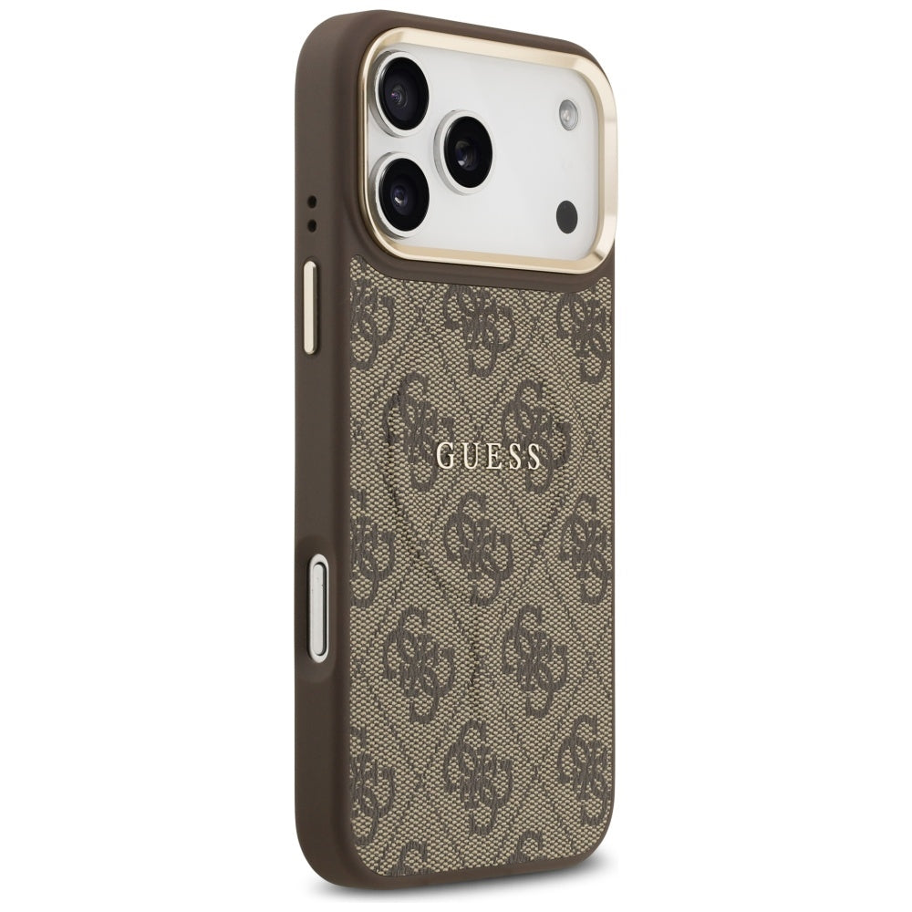 Etui MagSafe dla Apple iPhone 17 Pro, Guess, 4G Classic, Brązowy