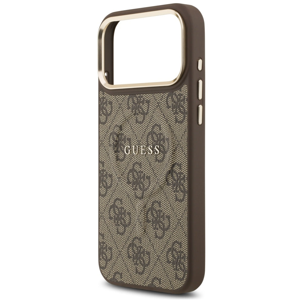 Etui MagSafe dla Apple iPhone 17 Pro, Guess, 4G Classic, Brązowy