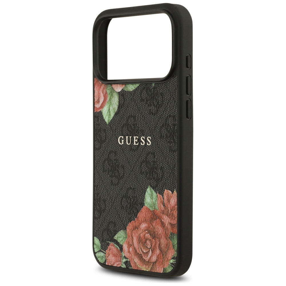 Etui MagSafe dla Apple iPhone 17 Pro, Guess, 4G Flowers Print, Czarne