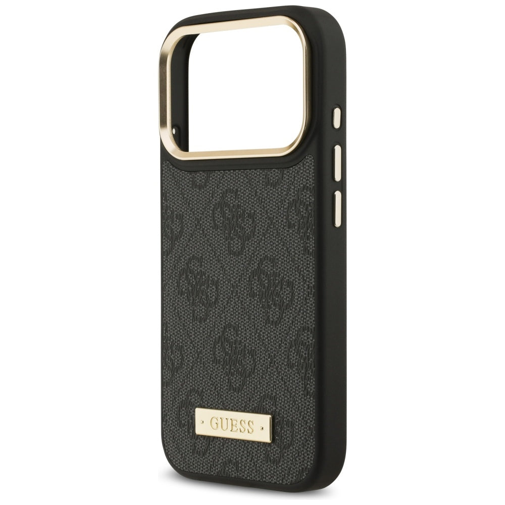 MagSafe Case for Apple iPhone 17 Pro, Guess, 4G Logo Plate, Black