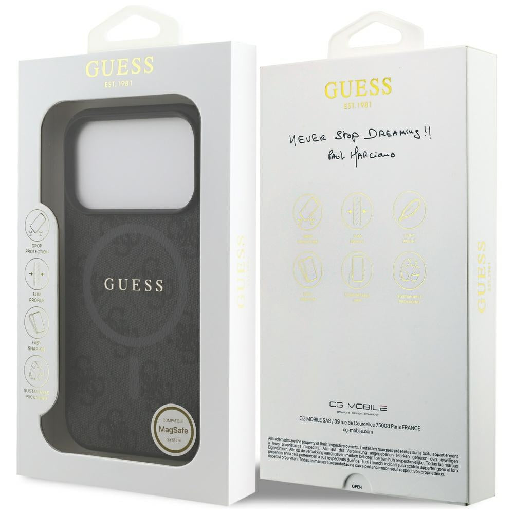 Etui MagSafe dla Apple iPhone 17 Pro, Guess, 4G Ring Classic Logo, Czarne