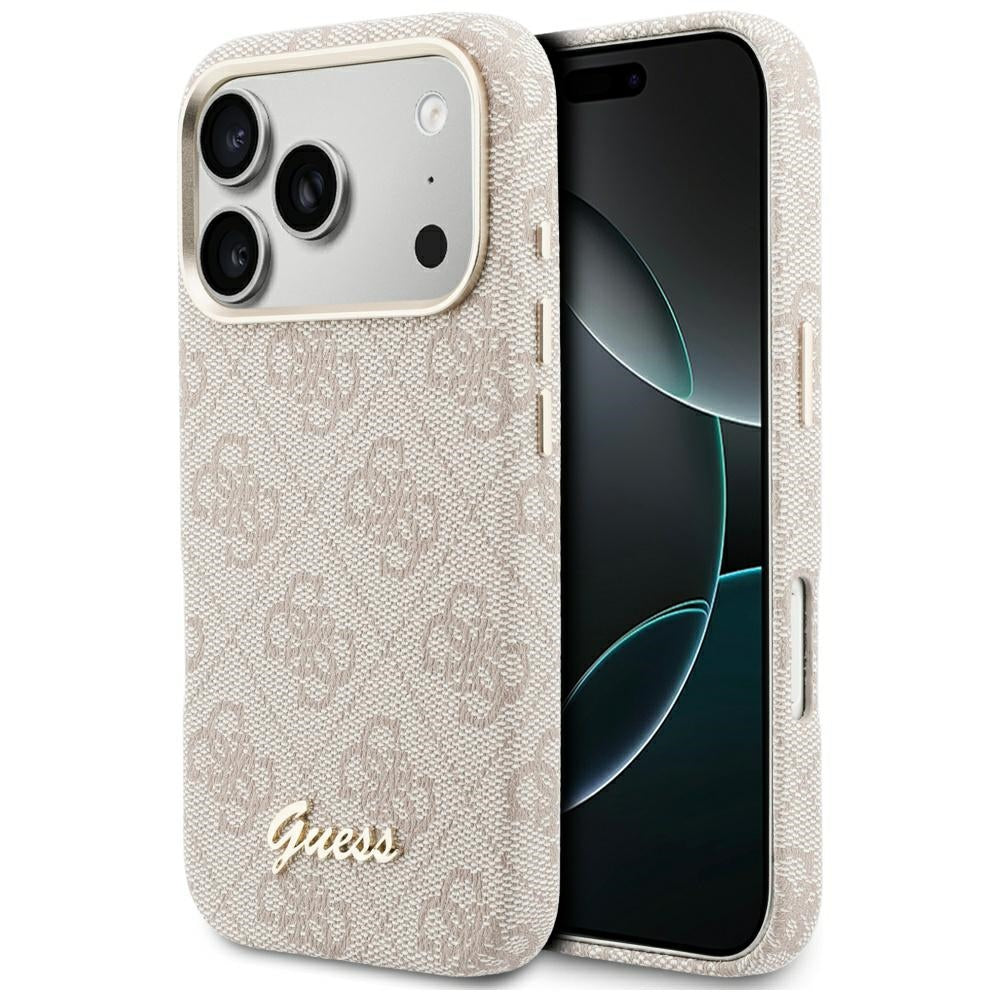 Etui MagSafe dla Apple iPhone 17 Pro, Guess, 4G Script Logo, Różowy