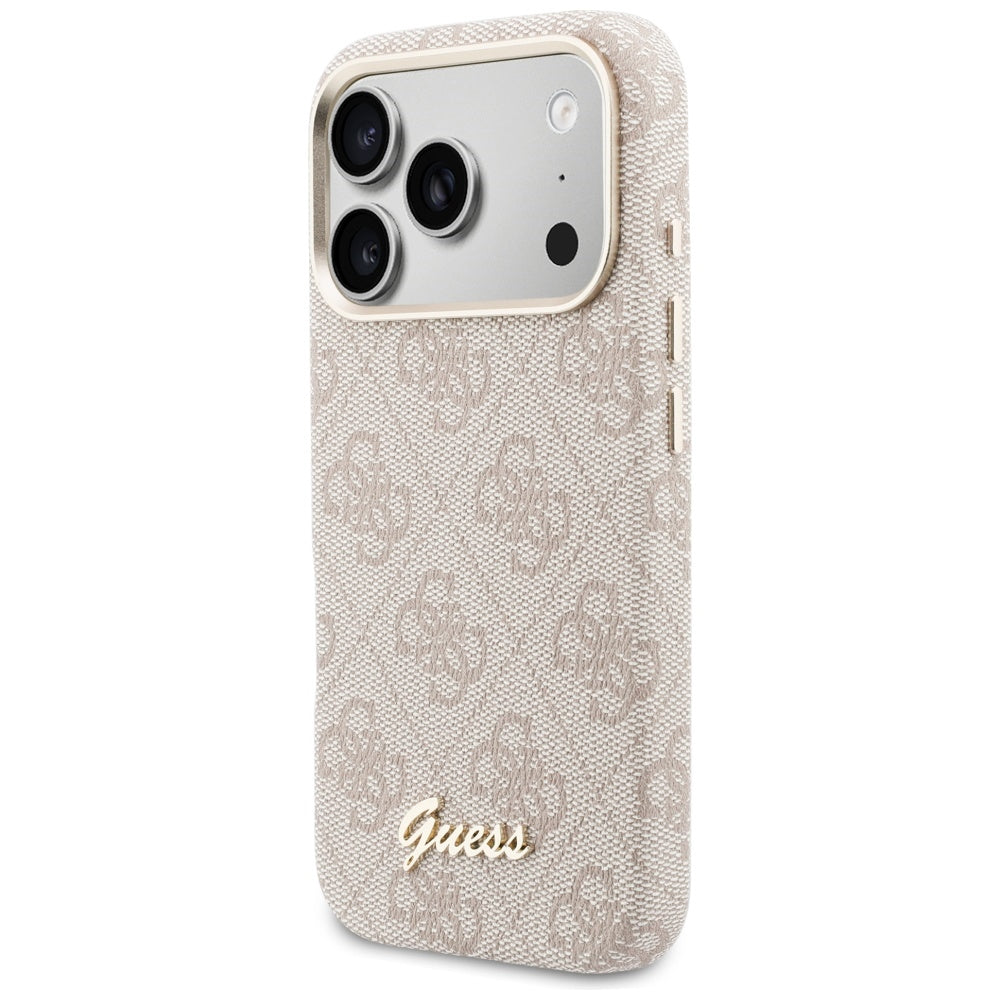 Etui MagSafe dla Apple iPhone 17 Pro, Guess, 4G Script Logo, Różowy