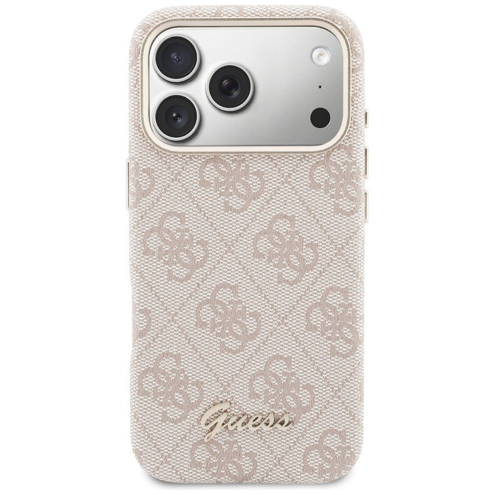 Etui MagSafe dla Apple iPhone 17 Pro, Guess, 4G Script Logo, Różowy