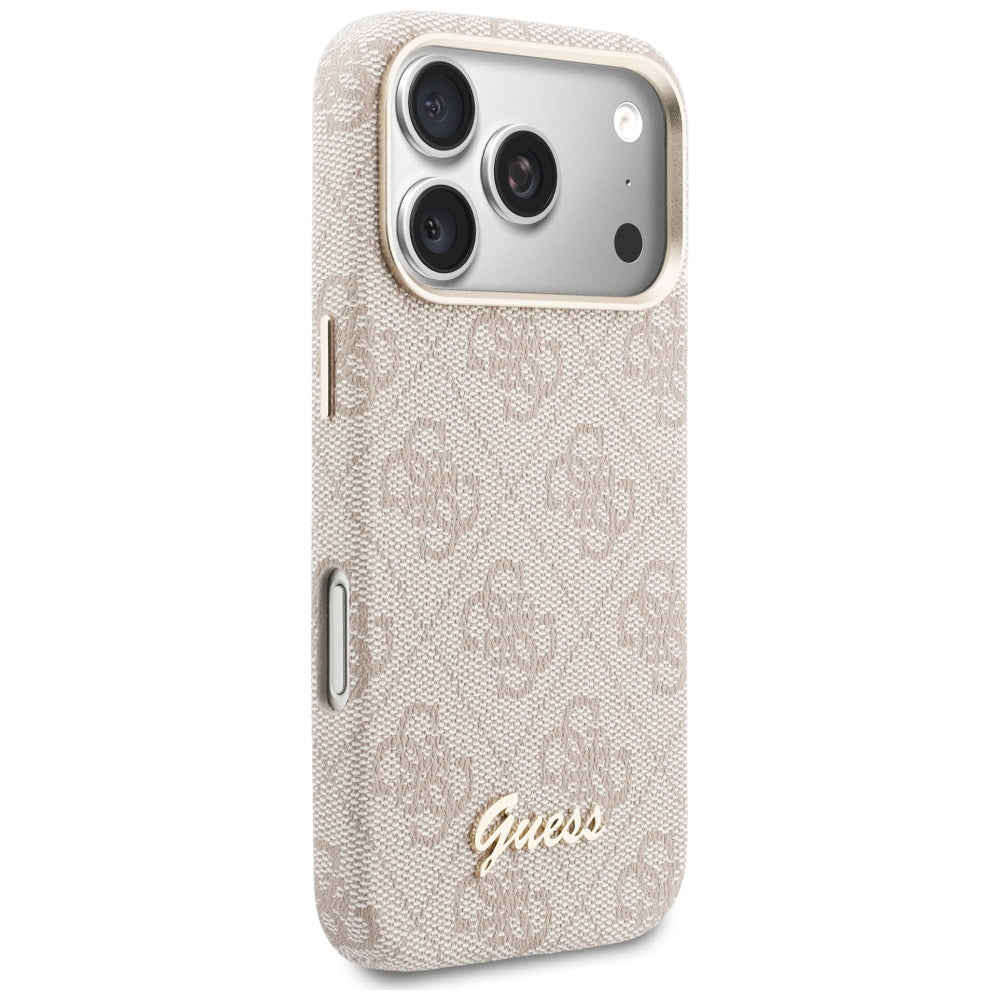 Etui MagSafe dla Apple iPhone 17 Pro, Guess, 4G Script Logo, Różowy