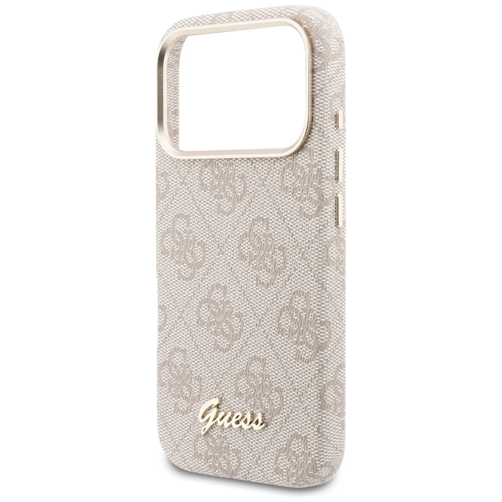 Etui MagSafe dla Apple iPhone 17 Pro, Guess, 4G Script Logo, Różowy