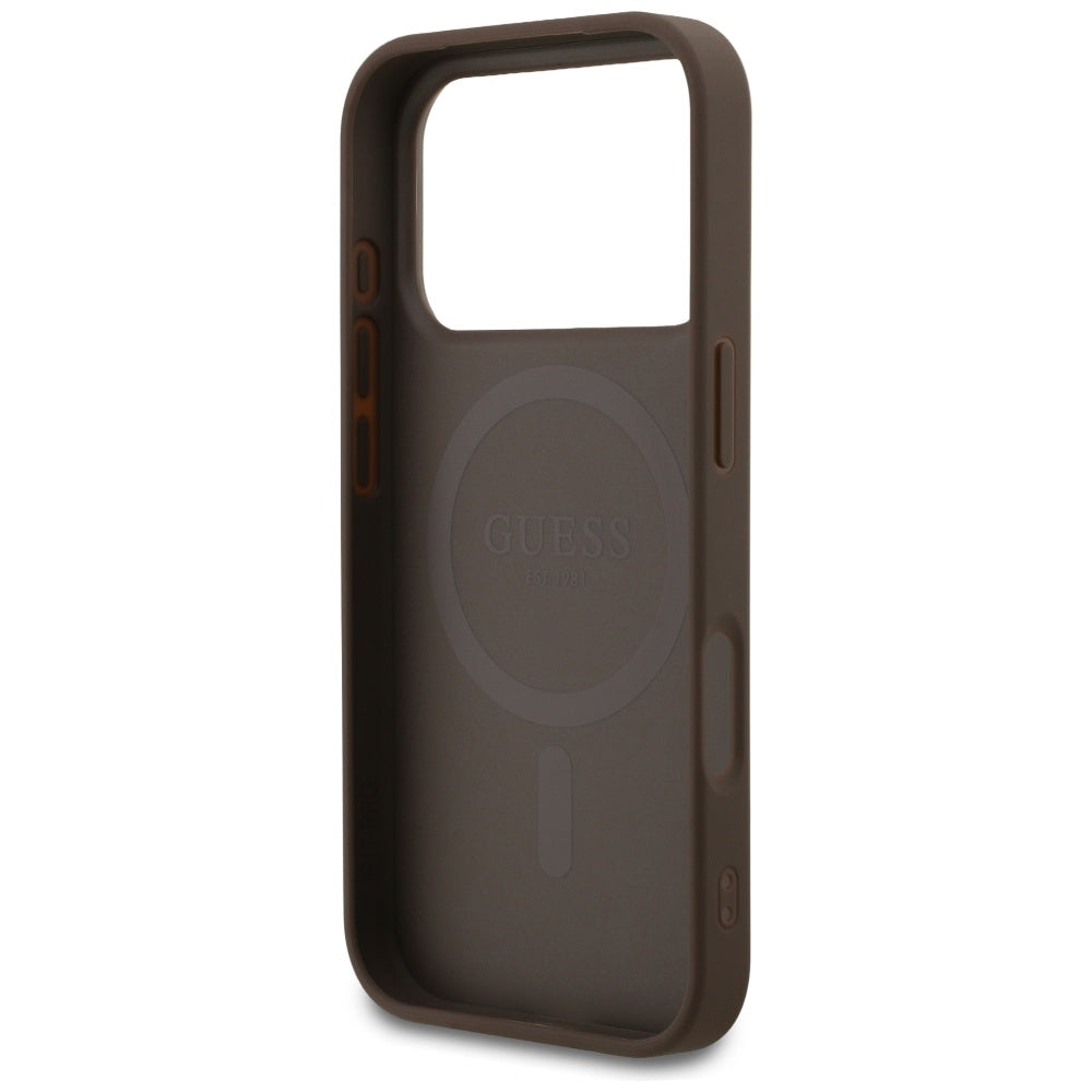 Etui MagSafe dla Apple iPhone 17 Pro, Guess, 4G Small and Classic Logo, Brązowy