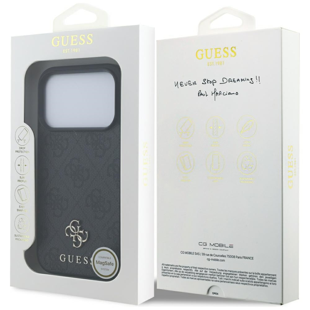 Etui MagSafe dla Apple iPhone 17 Pro, Guess, 4G Small and Classic Logo, Czarne