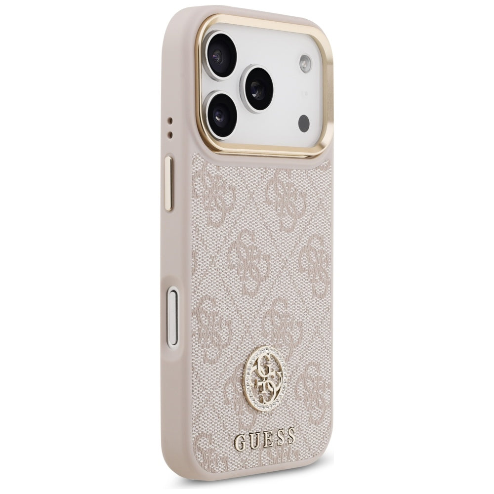 Etui MagSafe dla Apple iPhone 17 Pro, Guess, 4G Strass Logo, Różowy