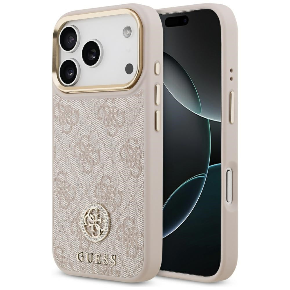 Etui MagSafe dla Apple iPhone 17 Pro, Guess, 4G Strass Logo, Różowy