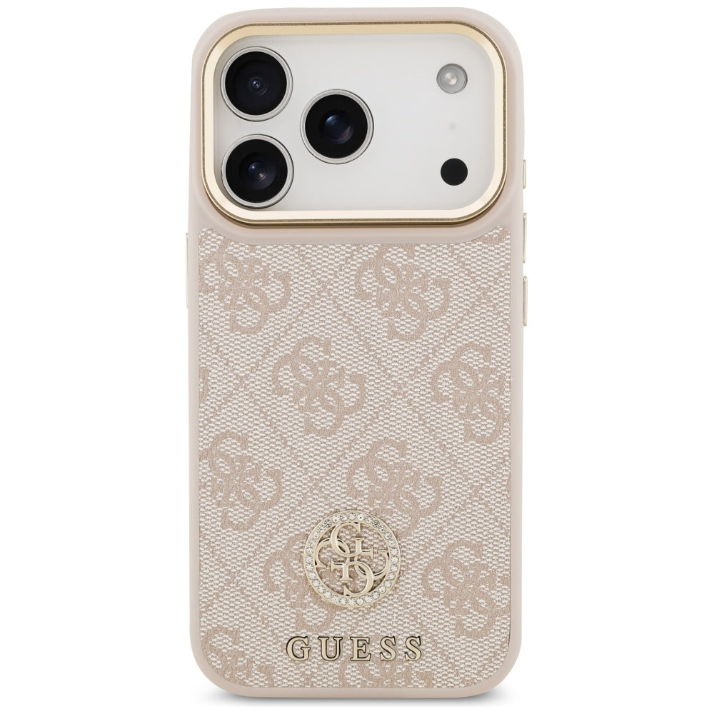 Etui MagSafe dla Apple iPhone 17 Pro, Guess, 4G Strass Logo, Różowy