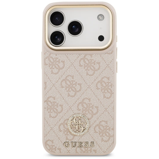 Etui MagSafe dla Apple iPhone 17 Pro, Guess, 4G Strass Logo, Różowy