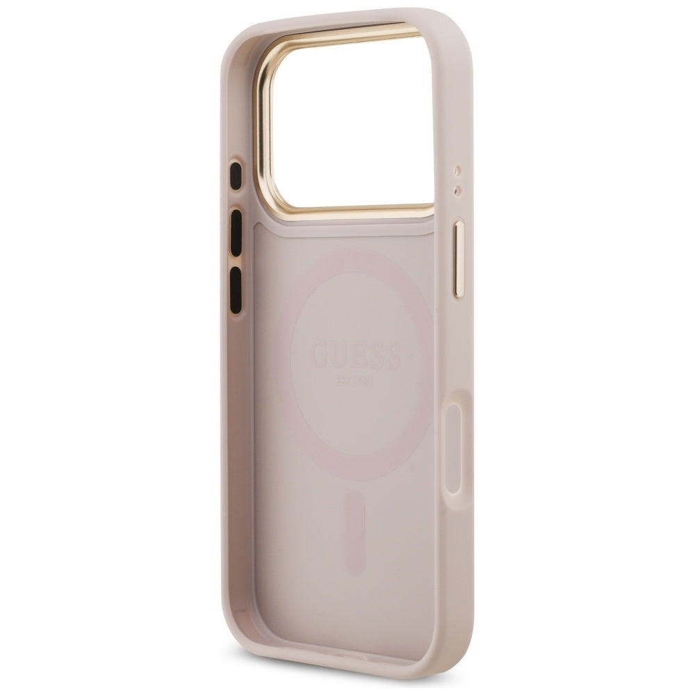 Etui MagSafe dla Apple iPhone 17 Pro, Guess, 4G Strass Logo, Różowy