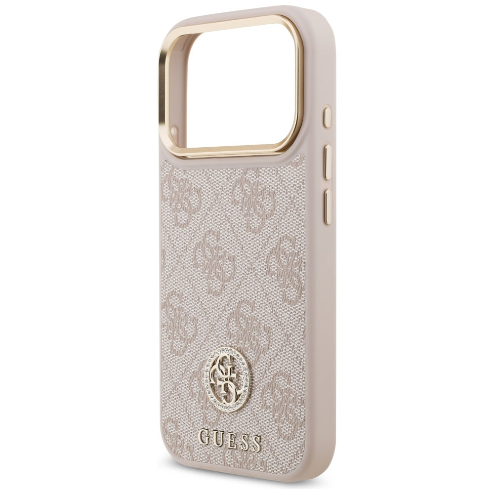 Etui MagSafe dla Apple iPhone 17 Pro, Guess, 4G Strass Logo, Różowy