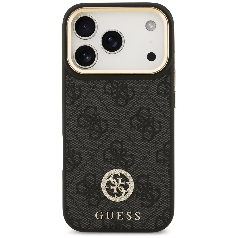 Etui MagSafe dla Apple iPhone 17 Pro, Guess, 4G Strass Logo with Big Strap, Czarne