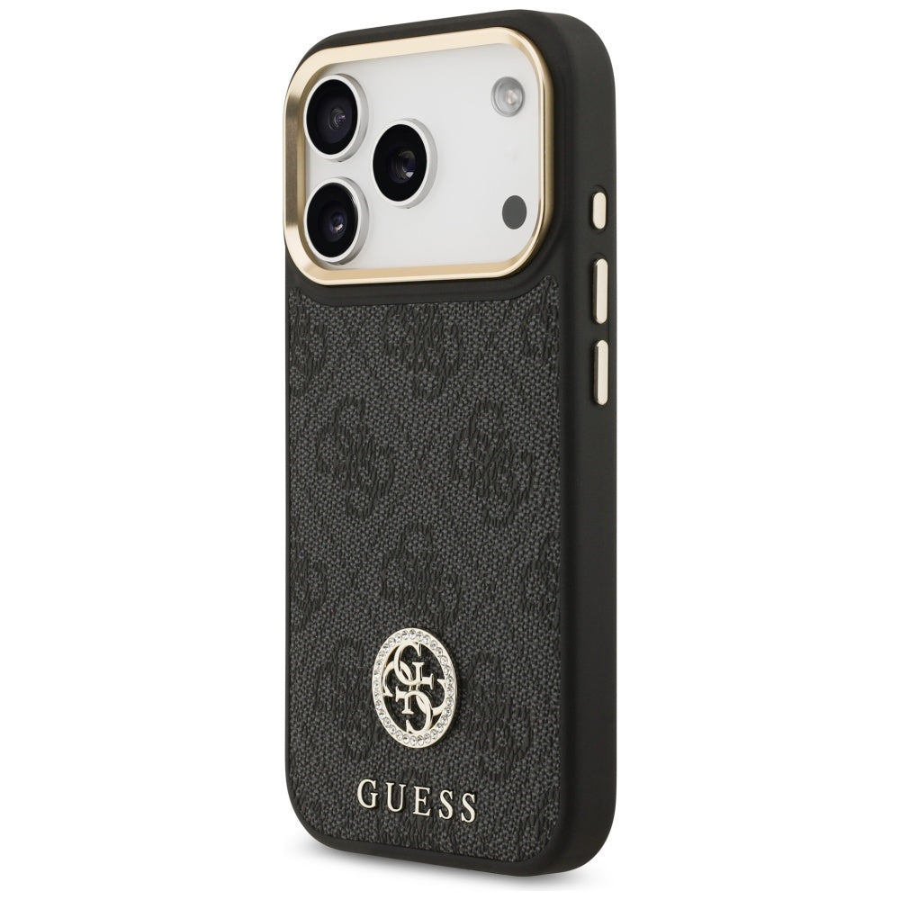 Etui MagSafe dla Apple iPhone 17 Pro, Guess, 4G Strass Logo with Big Strap, Czarne
