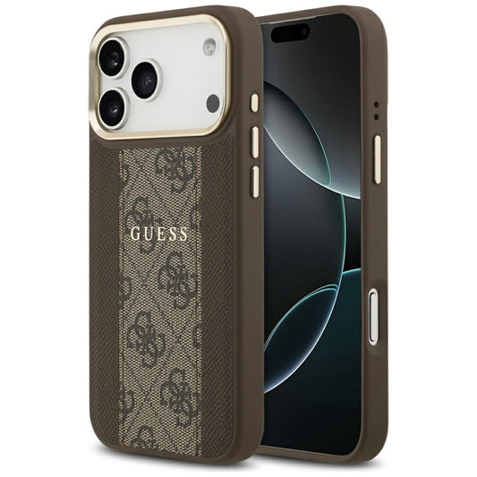 Etui MagSafe dla Apple iPhone 17 Pro, Guess, 4G Stripe, Brązowy