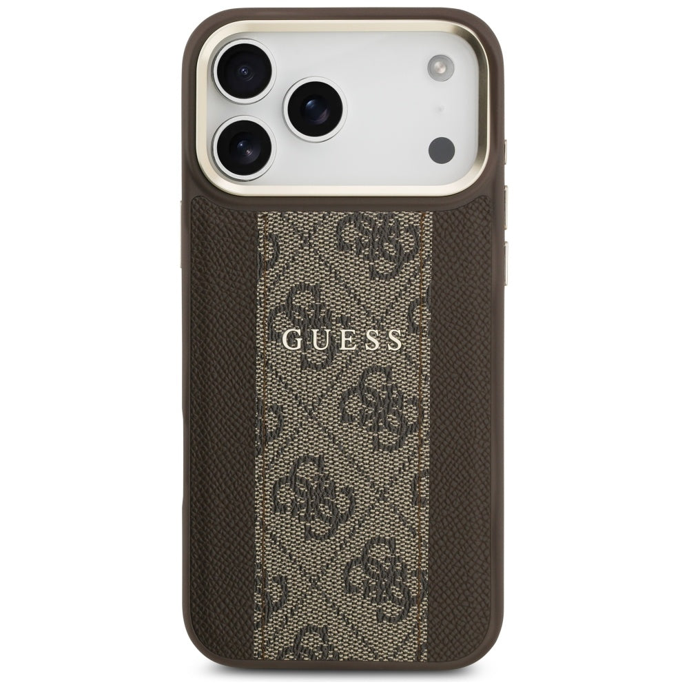 Etui MagSafe dla Apple iPhone 17 Pro, Guess, 4G Stripe, Brązowy