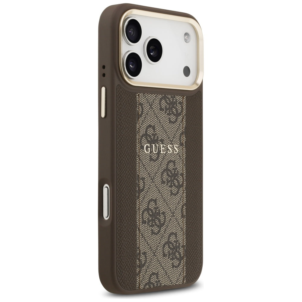 Etui MagSafe dla Apple iPhone 17 Pro, Guess, 4G Stripe, Brązowy