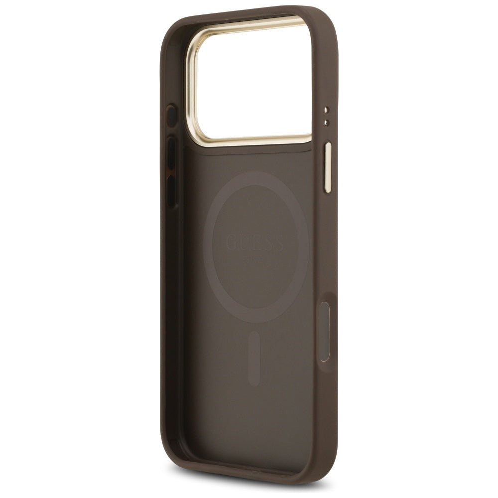 Etui MagSafe dla Apple iPhone 17 Pro, Guess, 4G Stripe, Brązowy
