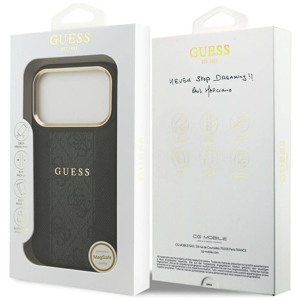 Etui MagSafe dla Apple iPhone 17 Pro, Guess, 4G Stripe, Czarne
