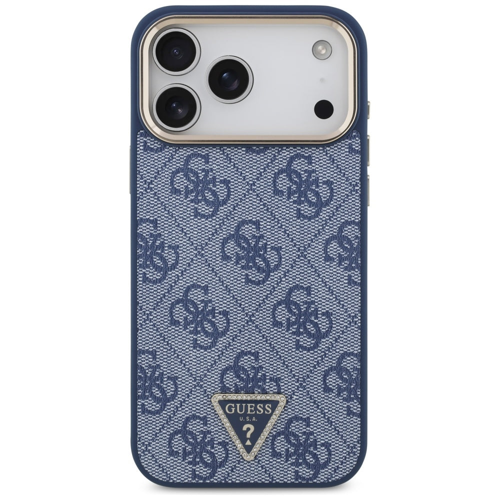 Etui MagSafe dla Apple iPhone 17 Pro, Guess, 4G Triangle Logo, Złoty Niebieski