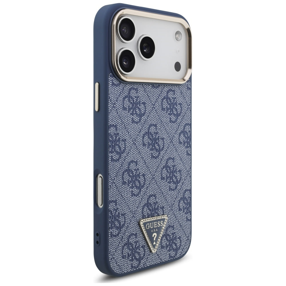 Etui MagSafe dla Apple iPhone 17 Pro, Guess, 4G Triangle Logo, Złoty Niebieski