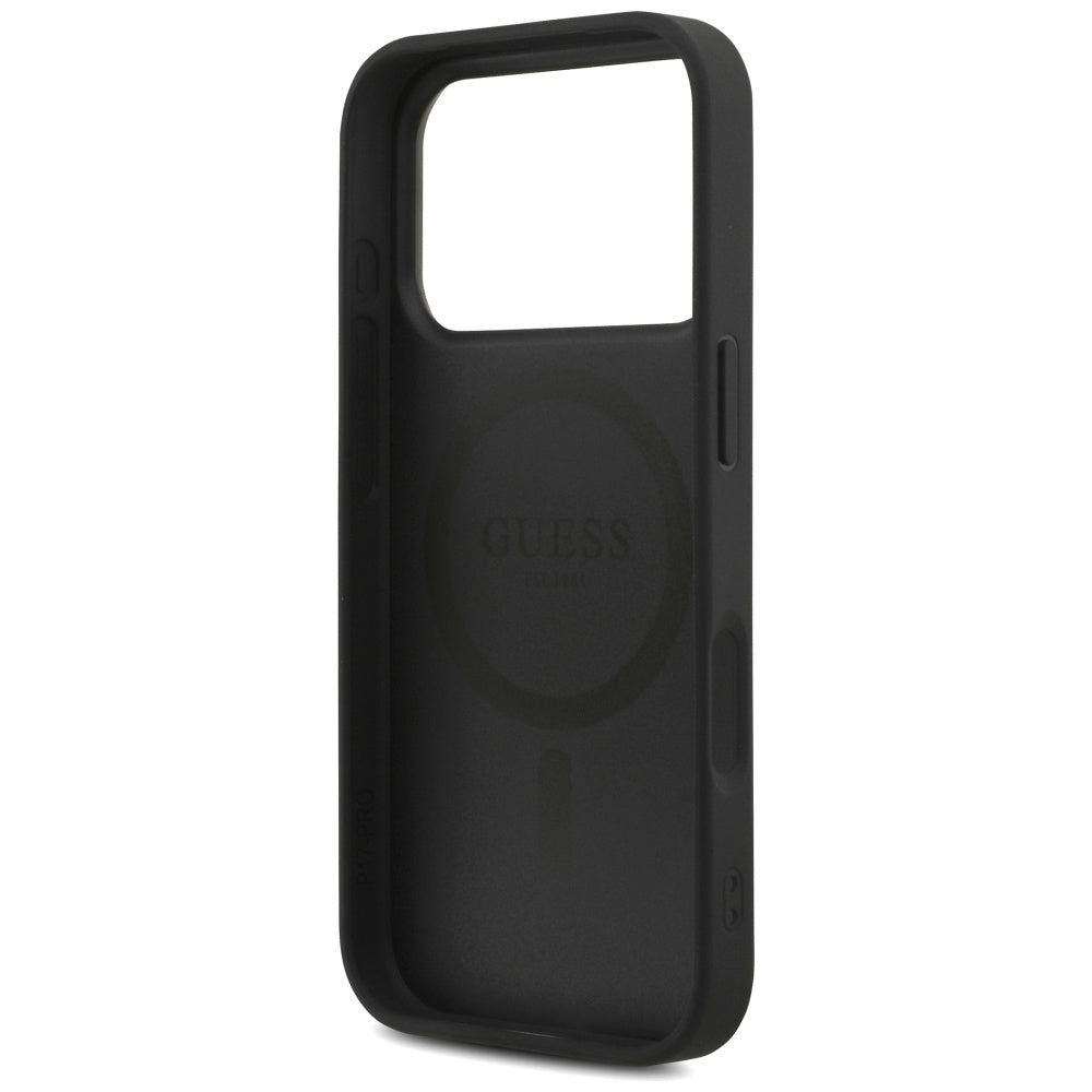 Etui MagSafe dla Apple iPhone 17 Pro, Guess, 4G Triangle Logo with Cord Strap, Czarne