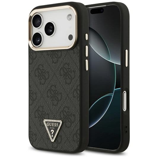 Etui MagSafe dla Apple iPhone 17 Pro, Guess, 4G Triangle Logo, Czarne Złote
