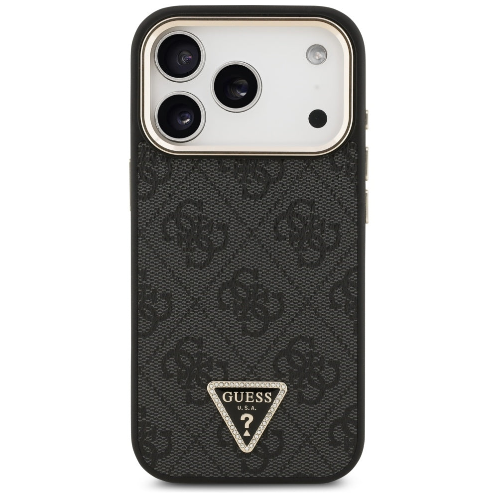 Etui MagSafe dla Apple iPhone 17 Pro, Guess, 4G Triangle Logo, Czarne Złote