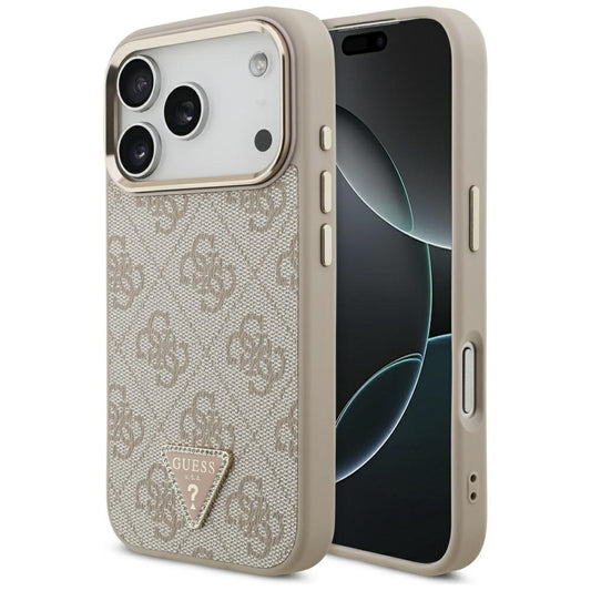Etui MagSafe dla Apple iPhone 17 Pro, Guess, 4G Triangle Logo, Złoty Róż