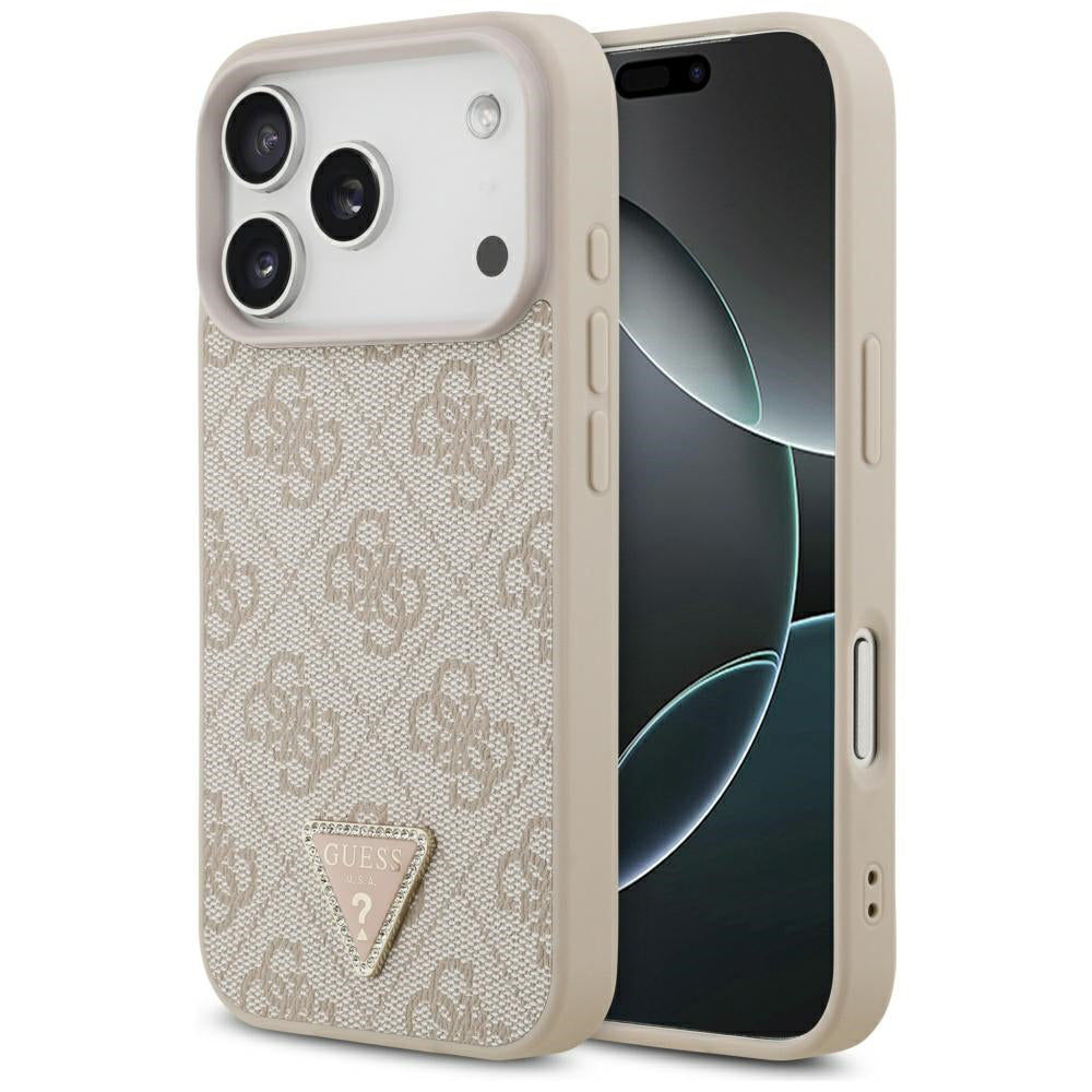Etui MagSafe dla Apple iPhone 17 Pro, Guess, 4G Triangle Strass, Różowy