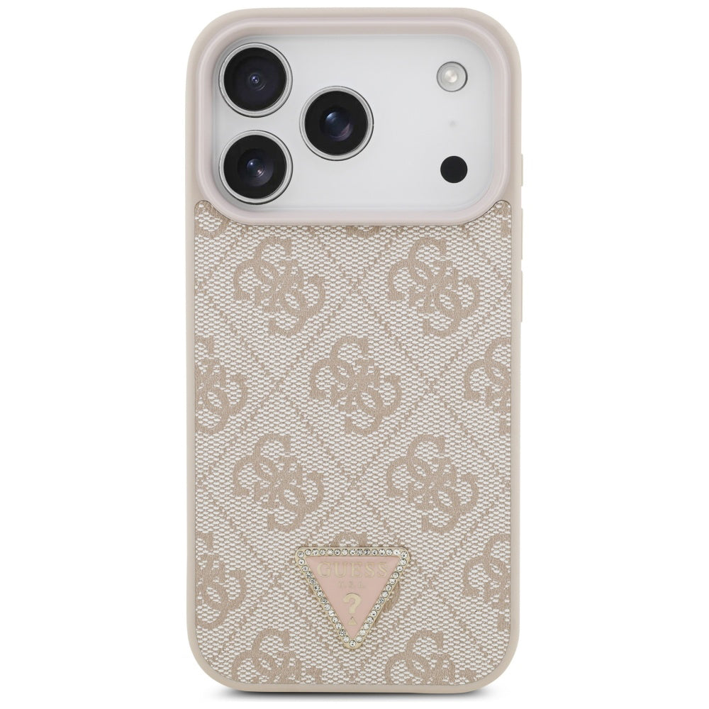 Etui MagSafe dla Apple iPhone 17 Pro, Guess, 4G Triangle Strass, Różowy