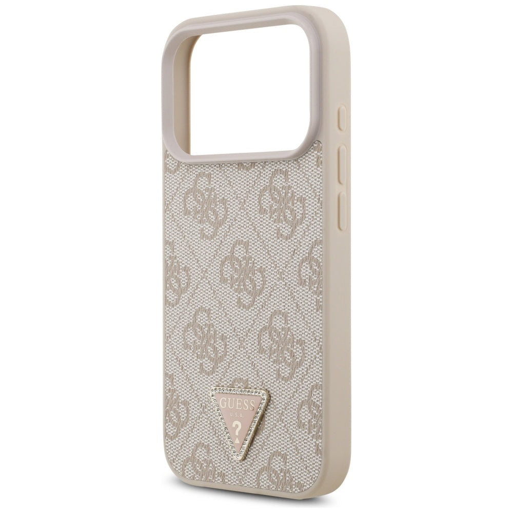 Etui MagSafe dla Apple iPhone 17 Pro, Guess, 4G Triangle Strass, Różowy