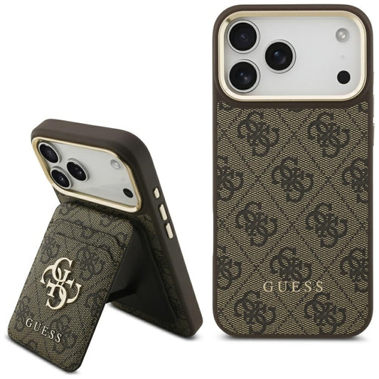 Etui MagSafe dla Apple iPhone 17 Pro, Guess, Cardslot 4G, Brązowy