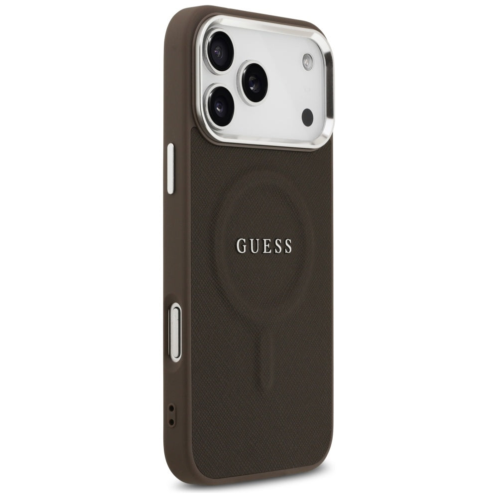 Etui MagSafe dla Apple iPhone 17 Pro, Guess, Classic Logo, Brązowy