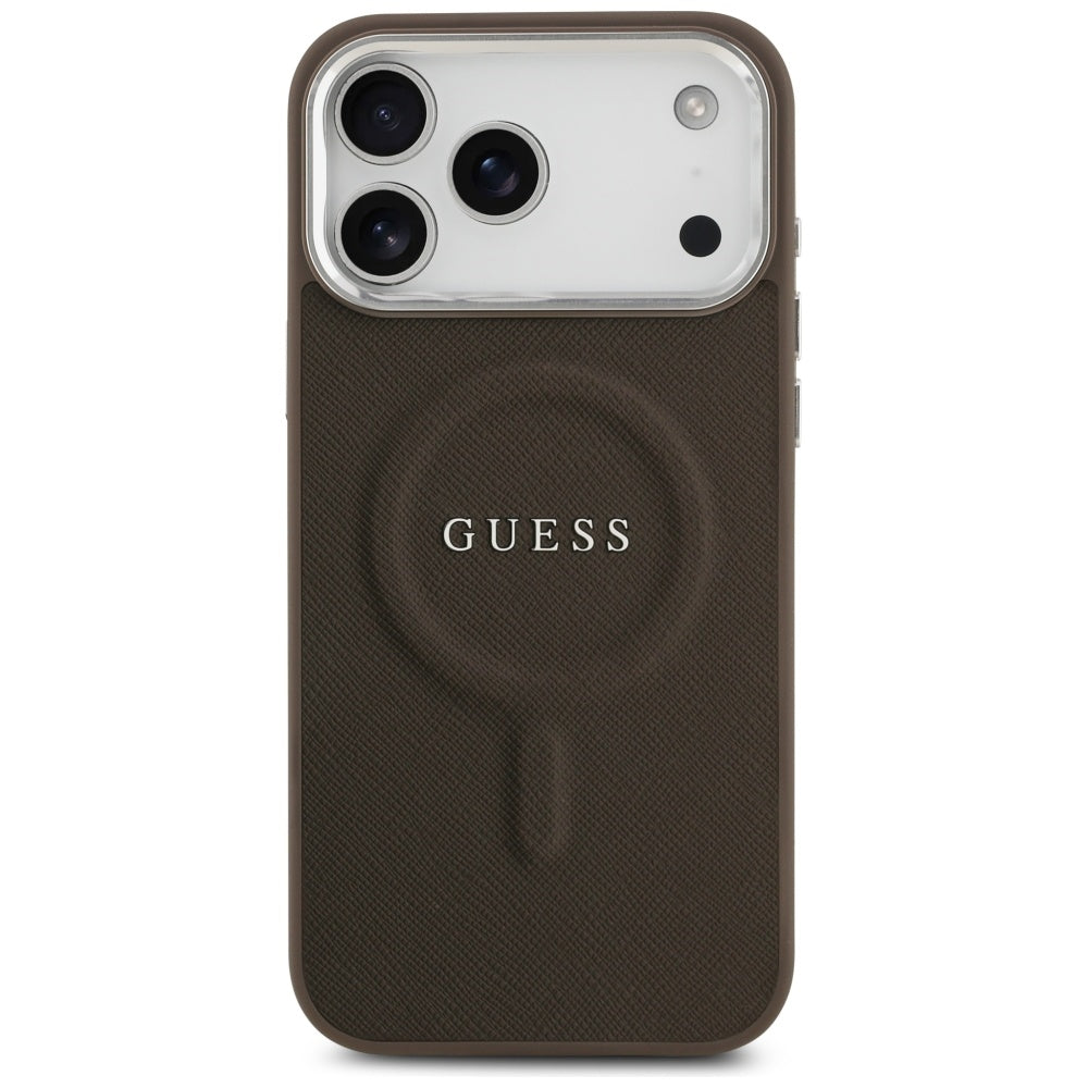 Etui MagSafe dla Apple iPhone 17 Pro, Guess, Classic Logo, Brązowy