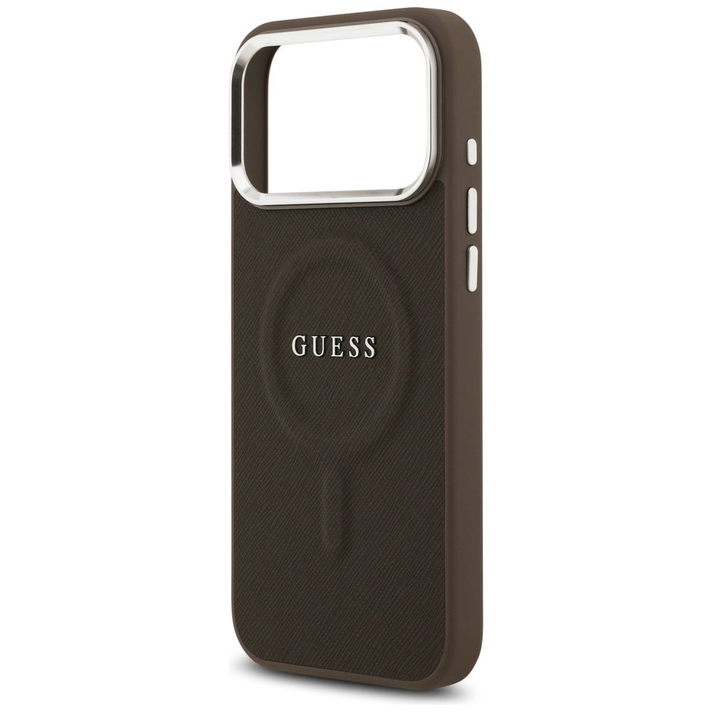 Etui MagSafe dla Apple iPhone 17 Pro, Guess, Classic Logo, Brązowy