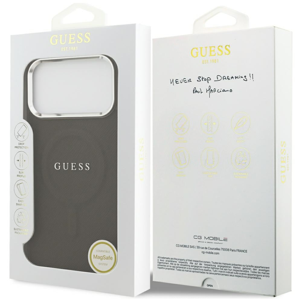 Etui MagSafe dla Apple iPhone 17 Pro, Guess, Classic Logo, Brązowy