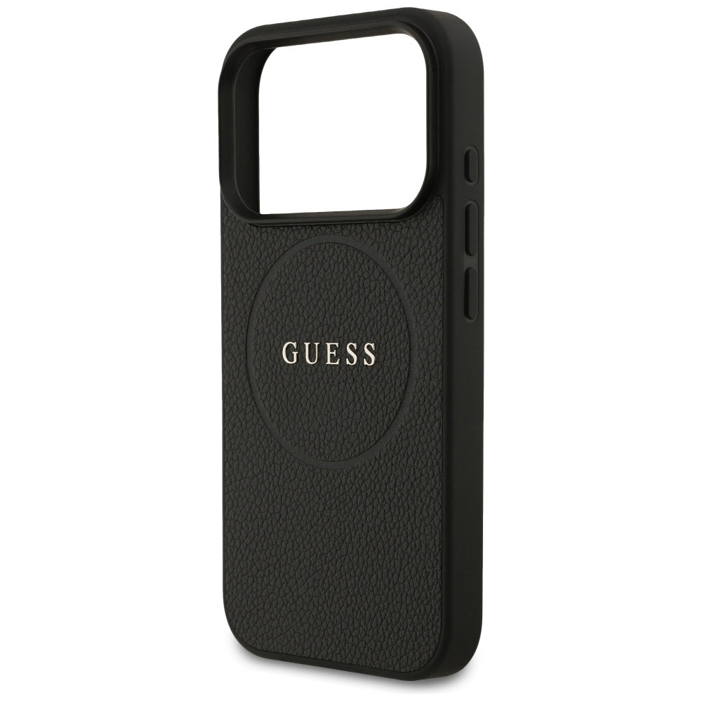 Etui MagSafe dla Apple iPhone 17 Pro, Guess, Grained Gold Ring, Czarne