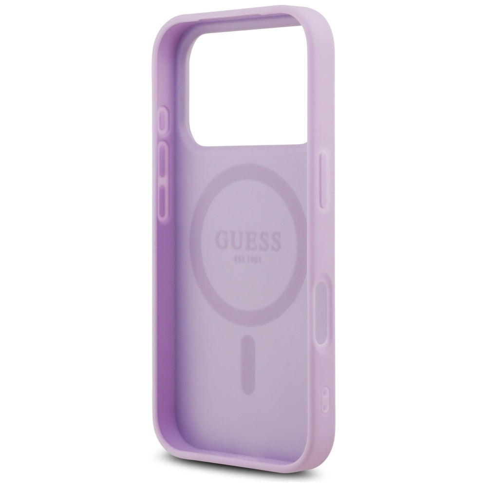 Etui MagSafe dla Apple iPhone 17 Pro, Guess, Grained Gold Ring, Różowy