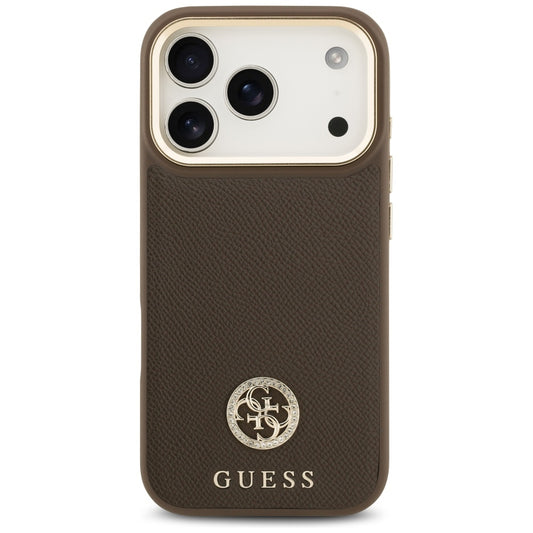 Etui MagSafe dla Apple iPhone 17 Pro, Guess, Grained Strass Logo, Brązowy