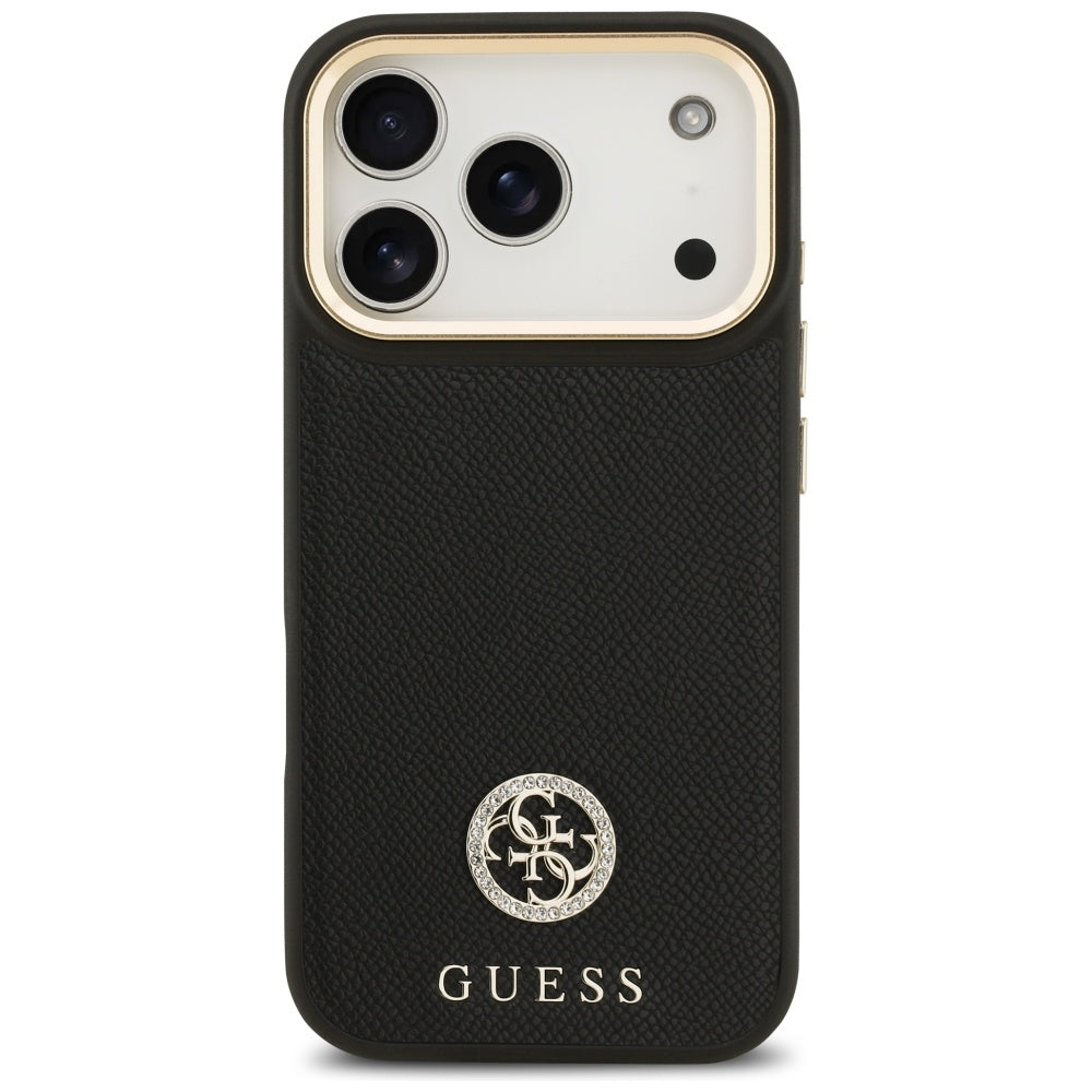 Etui MagSafe dla Apple iPhone 17 Pro, Guess, Grained Strass Logo, Czarne